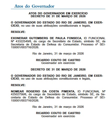 Governador interino, desembargador Ricardo Couto exonera Gutemberg Fonseca da Secretaria de Defesa do Consumidor do estado 62 WhatsApp Image 2026 04 01 at 08.02.40 1