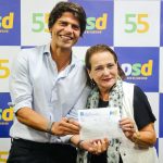 O presidente estadual do PSD, Pedro Paulo, e a deputada estadual Carla Machado