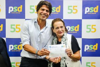 O presidente estadual do PSD, Pedro Paulo, e a deputada estadual Carla Machado