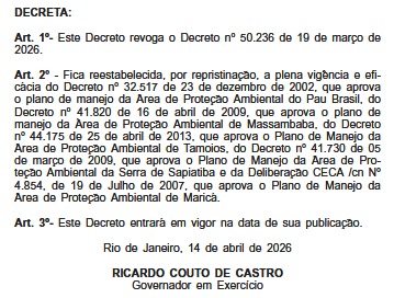 Couto revoga o último decreto de Cláudio Castro, que retirava medidas de preservação de Áreas de Proteção Ambiental do estado 63 WhatsApp Image 2026 04 14 at 22.14.02 1