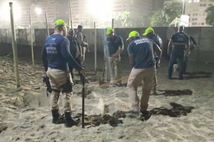 Fiscais da Seop fazem fiscalização na areai de Copacabana