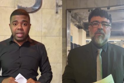 assessor Matheus Affonso e advogado Jeanderson Kozlowsky, após discussão na Câmara do Rio