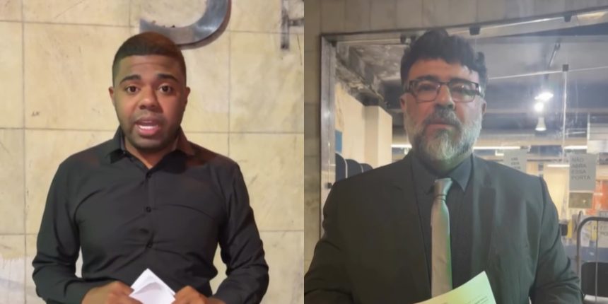 assessor Matheus Affonso e advogado Jeanderson Kozlowsky, após discussão na Câmara do Rio