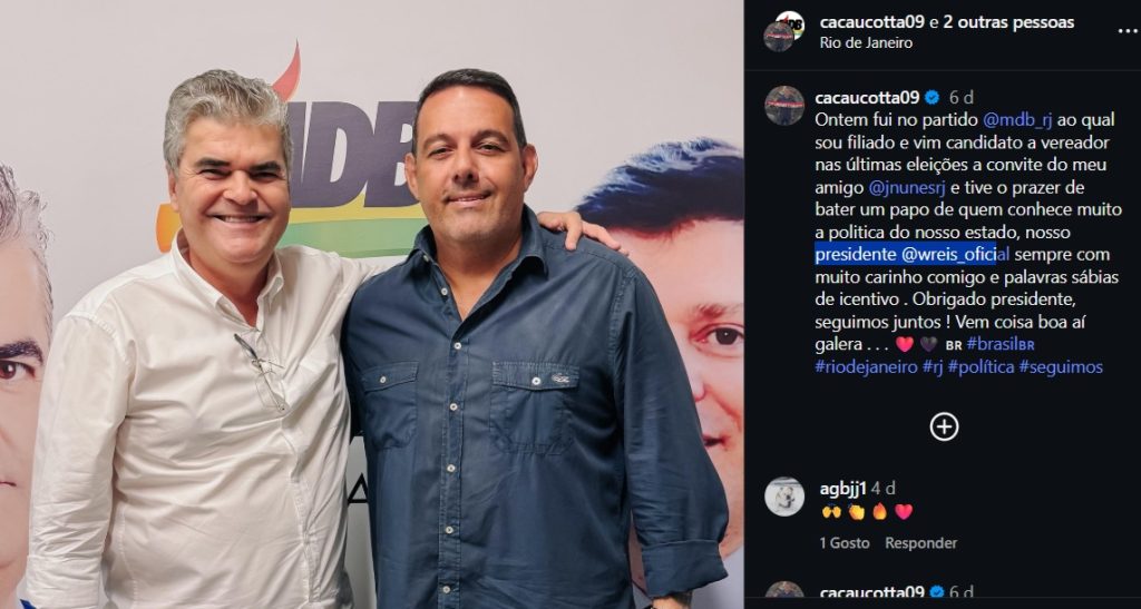 Um dos principais articuladores do terreno do Gasômetro, Cacau Cotta entra na disputa rumo às eleições pelo MDB no Rio e acirra briga pelo eleitorado do Flamengo 62 cacau cotta rj