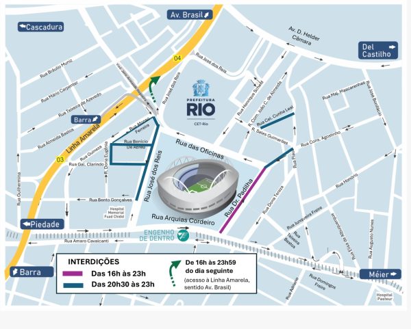 CET-Rio altera trânsito, nesta quinta-feira (09), para o jogo da Copa Sul-Americana no Estádio Nilton Santos