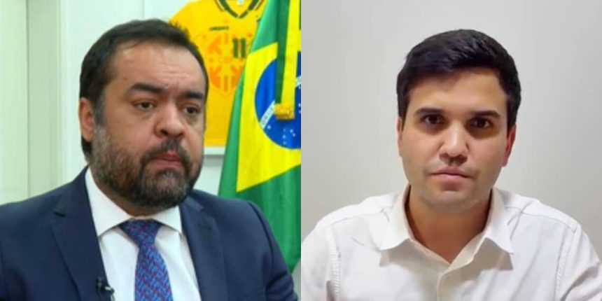 Do lado esquerdo, ex-governador Cláudio Castro; do lado direito, ex-secretário Renan Ferreirinha