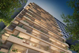 Fachada do Be.in.Rio Praia de Copacabana, projeto da Opprtunity com apartamentos tipo estúdio no Rio
