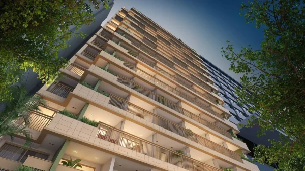 Fachada do Be.in.Rio Praia de Copacabana, projeto da Opprtunity com apartamentos tipo estúdio no Rio