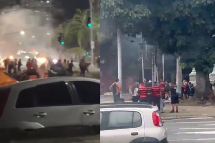Confusão entre torcedores de Flamengo e Vasco no entorno do Maracanã no último clássico disputado entre clubes