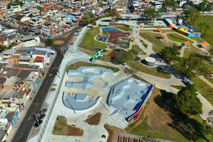 Vista aérea do Parque Realengo Susana Naspolini, na Zona Oeste; prefeitura assinou contrato de R$ 83,3 milhões para expansão do espaço, cuja obra deve durar cerca de dois anos. — Foto: Divulgação/Prefeitura do Rio