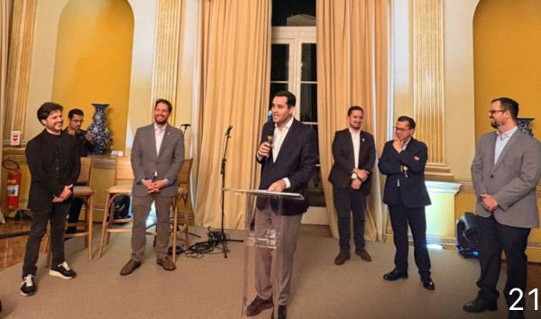O prefeito do Rio, Eduardo Cavaliere (PSD), discursa em evento do Rio2C no Palácio da Cidade