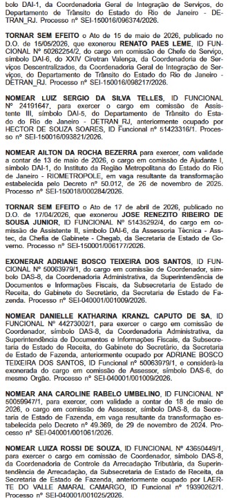 Casa Civil também ativa ‘caneta da bondade’; quarta (27) tem mais nomeações do que cortes, mas total de exonerações na semana já atinge 115 63 WhatsApp Image 2026 05 27 at 08.48.51