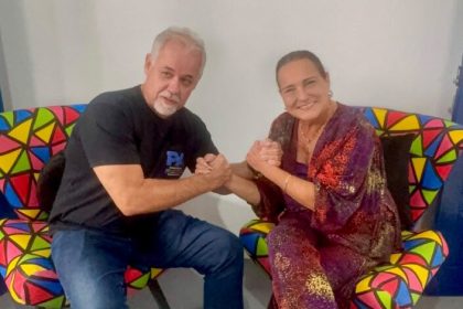 deputada Carla Machado (PSD) e presidente do Partido do Autista, Osmar Bria