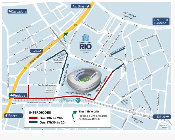 CET-Rio monta operação especial de trânsito para jogo no Estádio Nilton Santos, neste domingo