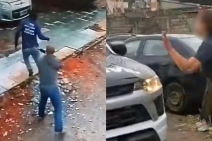Imagens da invasão de policiais civis a depósito da Seop no Andaraí para destacar viatura