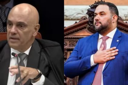 Do lado esquerdo, ministro Alexandre de Moraes, do STF; do lado esquerdo, o deputado estadual Thiago Rangel (Avante)