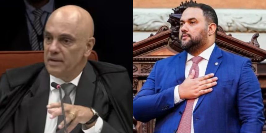 Do lado esquerdo, ministro Alexandre de Moraes, do STF; do lado esquerdo, o deputado estadual Thiago Rangel (Avante)
