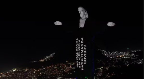 Cristo Redentor e Centro Cultural do Ministério da Saúde recebem, nesta segunda, projeção em homenagem às vítimas da Covid-19