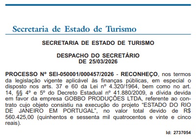Devo, não nego, ó, pá: Secretaria de Turismo reconhece dívida de R$ 560 mil por evento do governo do estado em Lisboa, realizado em 2025 62 turismo portugal