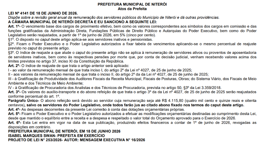 Prefeitura de Niterói sanciona reajuste de 5% para servidores públicos 62 Captura de tela 2026 06 19 162325