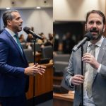 Rodrigo Amorim (PL) e Flávio Serafini (PSOL) durante sessão na Alerj