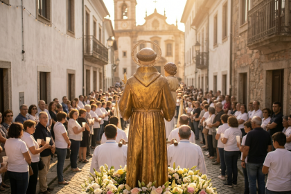 Imagem de Santo Antônio em procissão – Foto: Ilustração gerada por IA