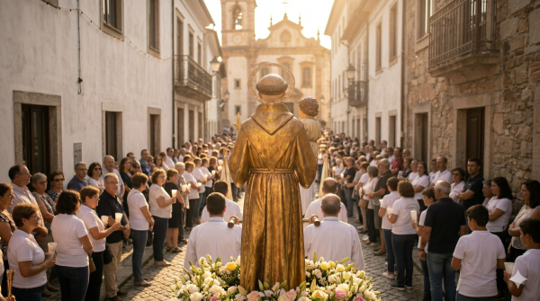 Imagem de Santo Antônio em procissão – Foto: Ilustração gerada por IA