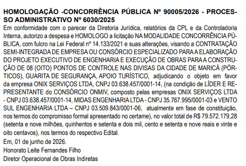 Quem tem limite é município: Maricá autoriza o gasto de R$ 79,5 milhões para a construção de oito pórticos nas divisas da cidade 62 WhatsApp Image 2026 06 05 at 11.22.44