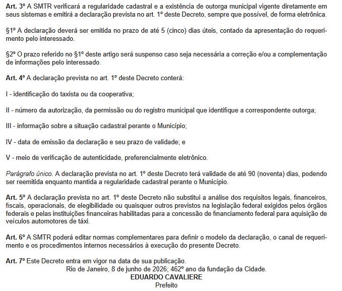 Prefeitura do Rio simplifica certidões para taxistas acessarem crédito federal para financiamento de carros novos e homologa lista de motoristas auxiliares para concessão de autonomias 64 WhatsApp Image 2026 06 09 at 07.01.48 2