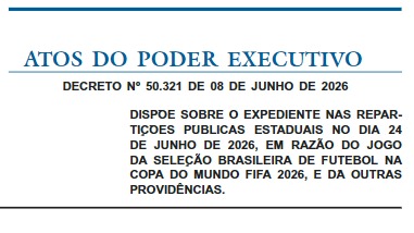 O Rio de chuteiras: Couto também decreta ponto facultativo no governo do estado a partir das 15h do dia 24, para o Brasil x Escócia 62 WhatsApp Image 2026 06 09 at 08.14.56