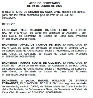 Apito final no Diário Oficial: placar fecha em 32 x 29 entre exonerados e nomeados, com foco na Casa Civil e Detran-RJ 64 WhatsApp Image 2026 06 10 at 08.42.40