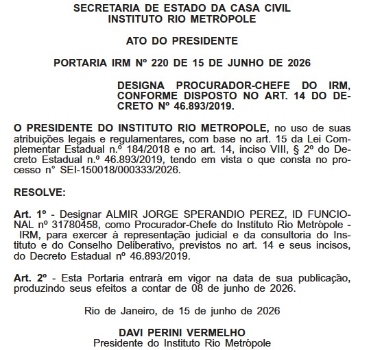 De candidato a vereador em Nilópolis a procurador-chefe do Instituto Rio Metrópole: nomeação de advogado é cercada por 'transparência zero' e processo fechado 62 WhatsApp Image 2026 06 16 at 09.57.57