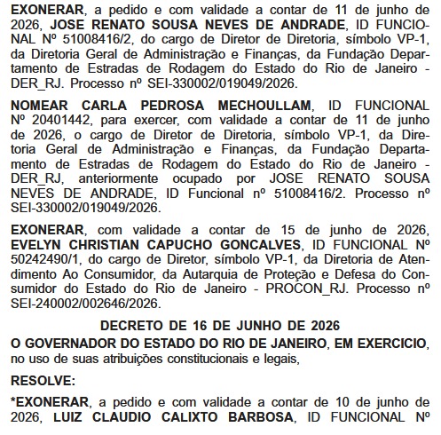 Ricardo Couto mexe pouco, mas em pontos estratégicos: Diário Oficial traz 8 exonerações e 5 nomeações com foco na coronel Pricilla Azevedo, que assume diretoria da PM 65 WhatsApp Image 2026 06 18 at 08.38.04 1