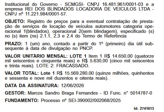 Comboio de prontidão: GSI fecha ata de R$ 15,5 milhões para aluguel de 64 veículos blindados e convencionais com sirene no estado do Rio 62 blindados
