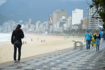 Praia de Ipanema em dia de frio