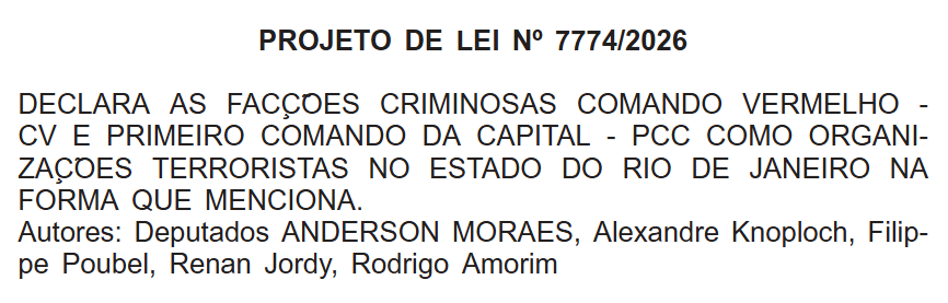 Bancada do PL na Alerj quer classificar CV e PCC como organizações terroristas no Rio 62 image 3