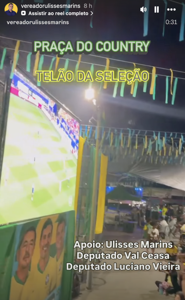 Sem tempo ruim: ex-vereador Ulisses Marins promove 'telão da seleção' em meio a investigação por suposta ligação com TCP 62 image 54