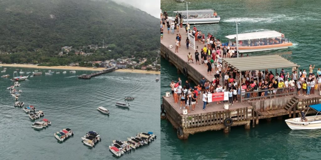 Angra dos Reis: em ato contra taxa de turismo, manifestantes usam barcos para impedir embarcações turísticas na Ilha Grande