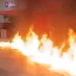 motociclista incendeia posto