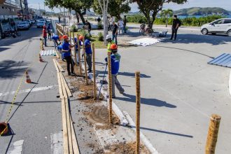 obras na Praça das Águas, em Cabo Frio