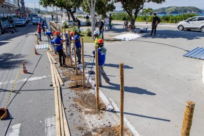 obras na Praça das Águas, em Cabo Frio