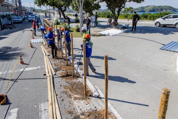 obras na Praça das Águas, em Cabo Frio