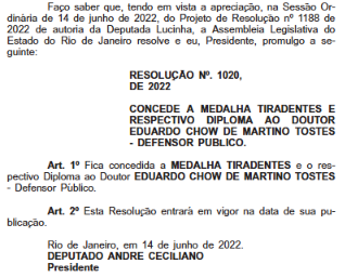 Novo presidente da Faetec recebeu Medalha Tiradentes, maior honraria da Alerj, da deputada Lucinha 62 Captura de tela 2026 07 01 142240