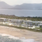 Imagens do projeto gráfico do Maraey, complexo de resorts em Maricá