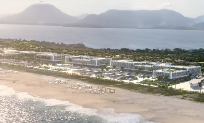 Imagens do projeto gráfico do Maraey, complexo de resorts em Maricá