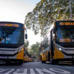 ônibus municipais da linha LECD 154, operada pelo Consórcio Intersul