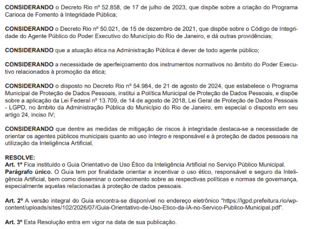 Prefeitura do Rio cria guia para uso ético de IA por servidores públicos 63 Captura de tela 2026 07 17 112545
