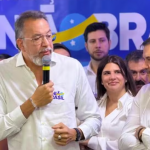 Márcio Canella durante convenção partidária no União Brasil