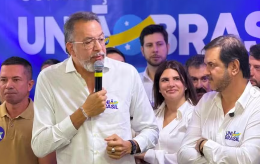 Márcio Canella durante convenção partidária no União Brasil