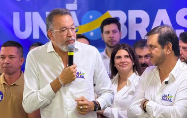 Márcio Canella durante convenção partidária no União Brasil